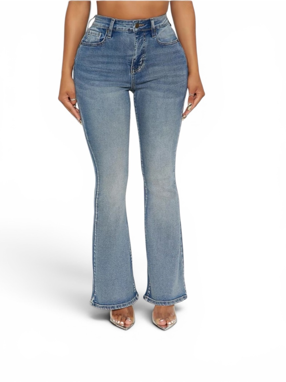 Fashion Nova Women's Medium Wash High-Rise Flare Jeans